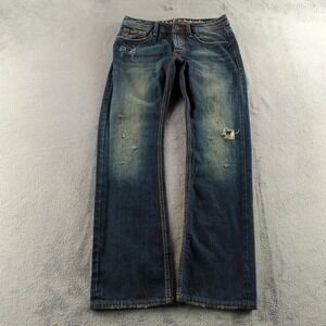 Cult Of Individuality Jeans Mens 33x33 Blue Faded Hagen Straight Wide Distressed